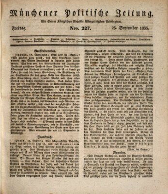 Münchener politische Zeitung (Süddeutsche Presse) Freitag 25. September 1835