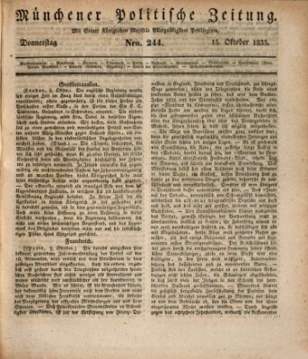 Münchener politische Zeitung (Süddeutsche Presse) Donnerstag 15. Oktober 1835
