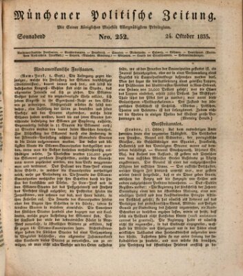 Münchener politische Zeitung (Süddeutsche Presse) Samstag 24. Oktober 1835