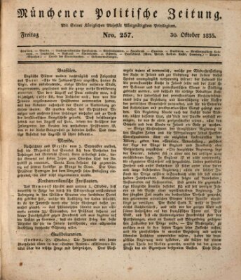 Münchener politische Zeitung (Süddeutsche Presse) Freitag 30. Oktober 1835