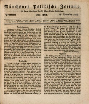 Münchener politische Zeitung (Süddeutsche Presse) Samstag 28. November 1835