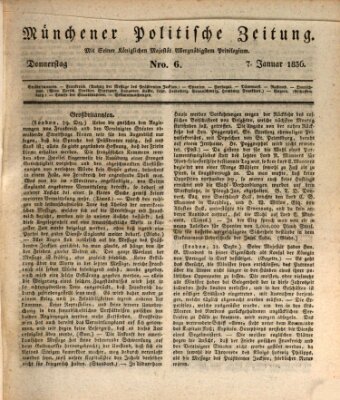 Münchener politische Zeitung (Süddeutsche Presse) Donnerstag 7. Januar 1836