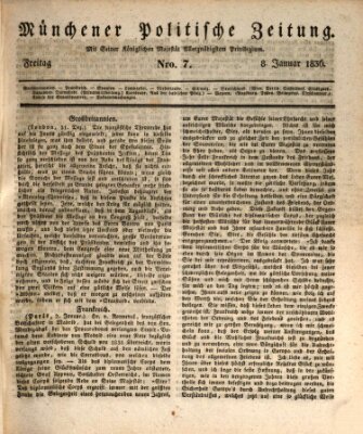 Münchener politische Zeitung (Süddeutsche Presse) Freitag 8. Januar 1836