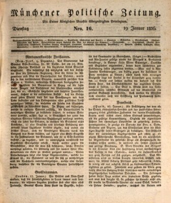 Münchener politische Zeitung (Süddeutsche Presse) Dienstag 19. Januar 1836