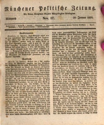 Münchener politische Zeitung (Süddeutsche Presse) Mittwoch 20. Januar 1836