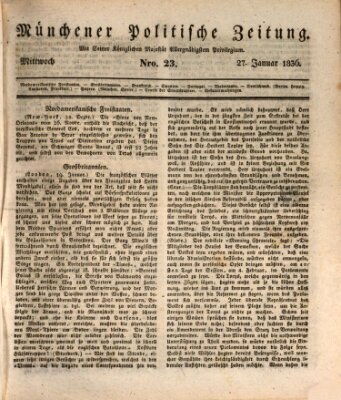 Münchener politische Zeitung (Süddeutsche Presse) Mittwoch 27. Januar 1836
