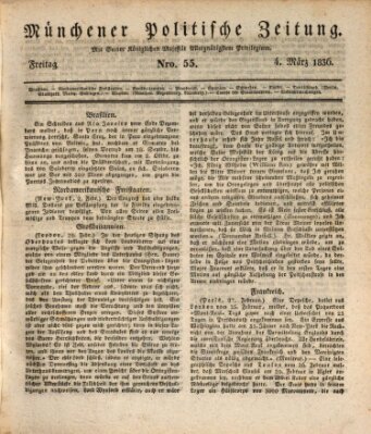 Münchener politische Zeitung (Süddeutsche Presse) Freitag 4. März 1836