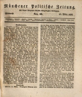 Münchener politische Zeitung (Süddeutsche Presse) Mittwoch 16. März 1836