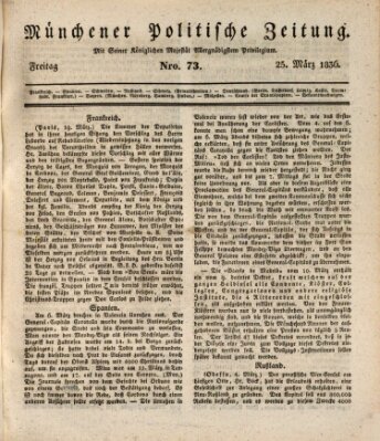 Münchener politische Zeitung (Süddeutsche Presse) Freitag 25. März 1836