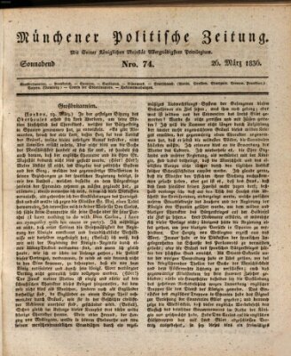Münchener politische Zeitung (Süddeutsche Presse) Samstag 26. März 1836