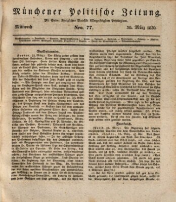 Münchener politische Zeitung (Süddeutsche Presse) Mittwoch 30. März 1836