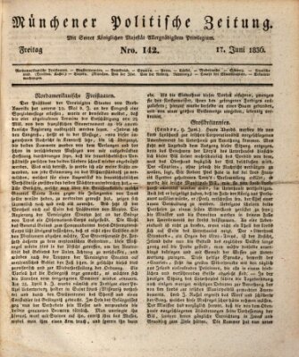 Münchener politische Zeitung (Süddeutsche Presse) Freitag 17. Juni 1836