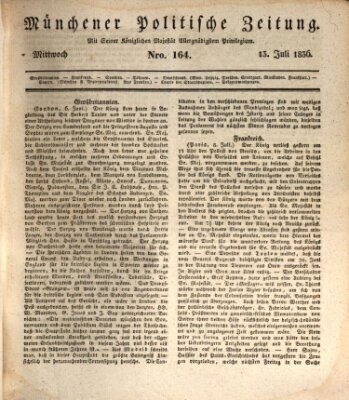 Münchener politische Zeitung (Süddeutsche Presse) Mittwoch 13. Juli 1836