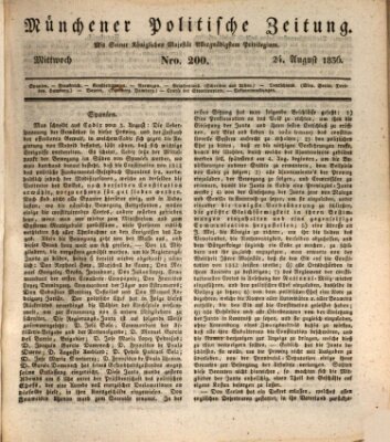 Münchener politische Zeitung (Süddeutsche Presse) Mittwoch 24. August 1836