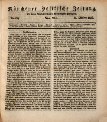 Münchener politische Zeitung (Süddeutsche Presse) Montag 31. Oktober 1836