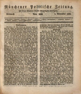 Münchener politische Zeitung (Süddeutsche Presse) Mittwoch 2. November 1836