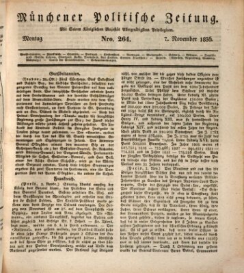 Münchener politische Zeitung (Süddeutsche Presse) Montag 7. November 1836