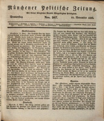 Münchener politische Zeitung (Süddeutsche Presse) Donnerstag 10. November 1836