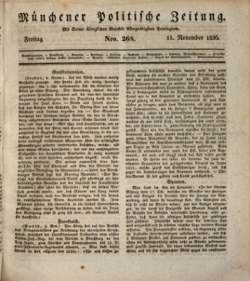 Münchener politische Zeitung (Süddeutsche Presse) Freitag 11. November 1836