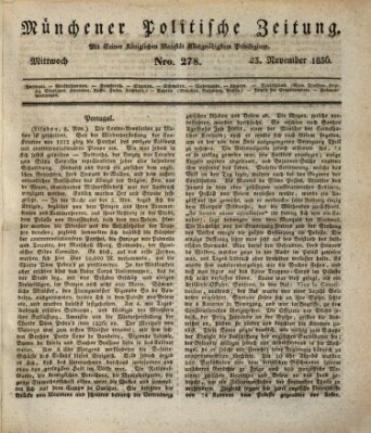 Münchener politische Zeitung (Süddeutsche Presse) Mittwoch 23. November 1836