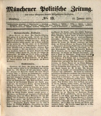 Münchener politische Zeitung (Süddeutsche Presse) Montag 23. Januar 1837