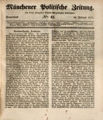 Münchener politische Zeitung (Süddeutsche Presse) Samstag 18. Februar 1837
