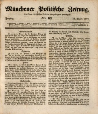Münchener politische Zeitung (Süddeutsche Presse) Freitag 10. März 1837