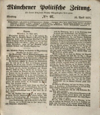 Münchener politische Zeitung (Süddeutsche Presse) Montag 24. April 1837