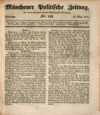 Münchener politische Zeitung (Süddeutsche Presse) Dienstag 16. Mai 1837