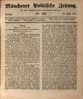 Münchener politische Zeitung (Süddeutsche Presse) Freitag 30. Juni 1837