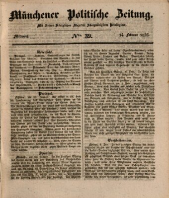 Münchener politische Zeitung (Süddeutsche Presse) Mittwoch 14. Februar 1838
