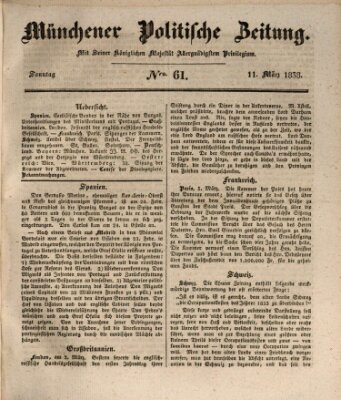 Münchener politische Zeitung (Süddeutsche Presse) Sonntag 11. März 1838