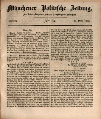 Münchener politische Zeitung (Süddeutsche Presse) Sonntag 18. März 1838