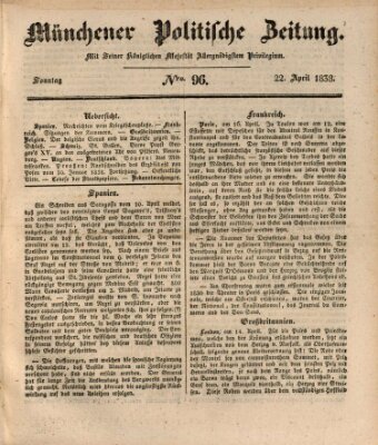 Münchener politische Zeitung (Süddeutsche Presse) Sonntag 22. April 1838