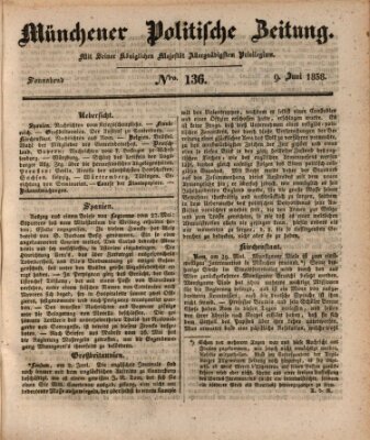 Münchener politische Zeitung (Süddeutsche Presse) Samstag 9. Juni 1838