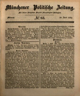 Münchener politische Zeitung (Süddeutsche Presse) Mittwoch 10. April 1839