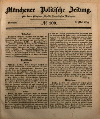 Münchener politische Zeitung (Süddeutsche Presse) Mittwoch 8. Mai 1839