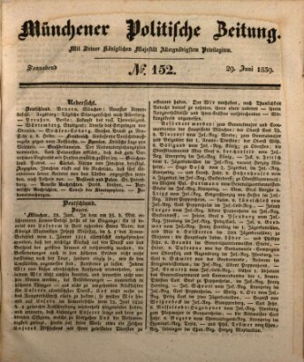 Münchener politische Zeitung (Süddeutsche Presse) Samstag 29. Juni 1839