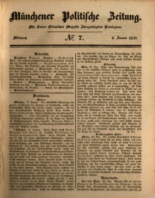 Münchener politische Zeitung (Süddeutsche Presse) Mittwoch 8. Januar 1840