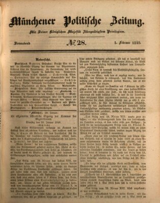 Münchener politische Zeitung (Süddeutsche Presse) Samstag 1. Februar 1840