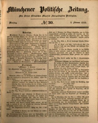 Münchener politische Zeitung (Süddeutsche Presse) Dienstag 4. Februar 1840