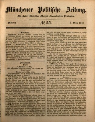 Münchener politische Zeitung (Süddeutsche Presse) Mittwoch 4. März 1840
