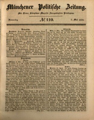 Münchener politische Zeitung (Süddeutsche Presse) Donnerstag 7. Mai 1840