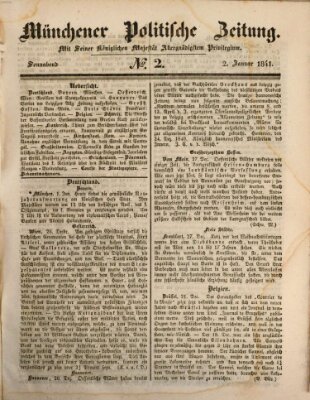 Münchener politische Zeitung (Süddeutsche Presse) Samstag 2. Januar 1841