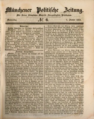 Münchener politische Zeitung (Süddeutsche Presse) Donnerstag 7. Januar 1841