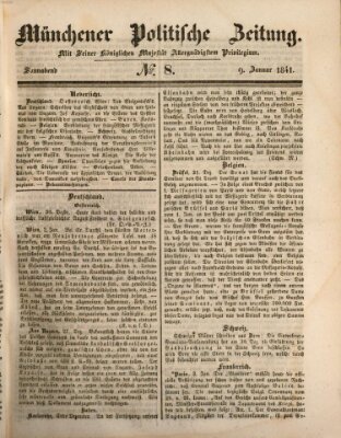 Münchener politische Zeitung (Süddeutsche Presse) Samstag 9. Januar 1841