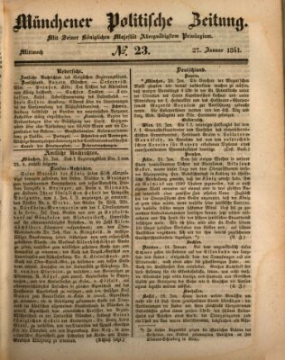 Münchener politische Zeitung (Süddeutsche Presse) Mittwoch 27. Januar 1841