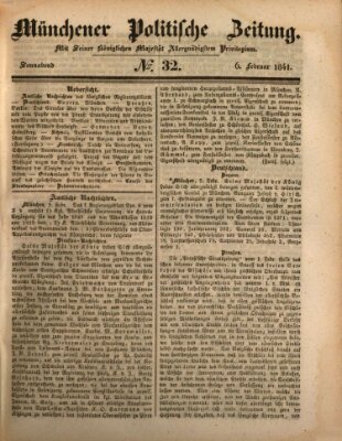 Münchener politische Zeitung (Süddeutsche Presse) Samstag 6. Februar 1841
