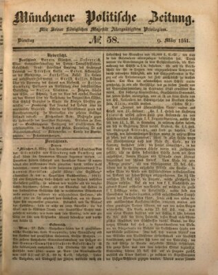 Münchener politische Zeitung (Süddeutsche Presse) Dienstag 9. März 1841