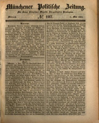 Münchener politische Zeitung (Süddeutsche Presse) Mittwoch 5. Mai 1841